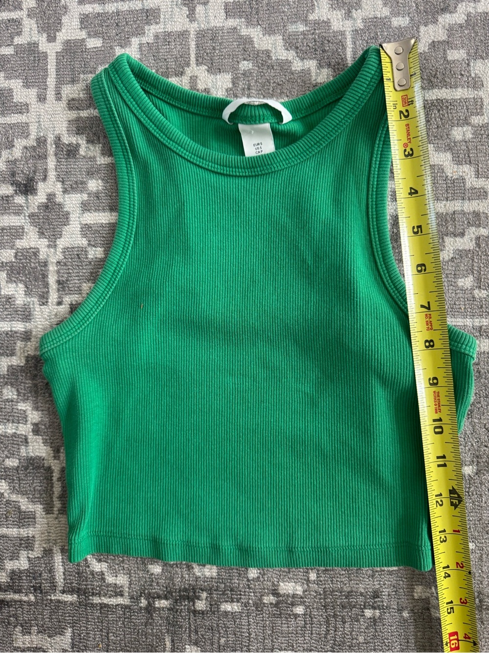 H&M Bright Green Ribbed Cropped Racerback Tank - Picture 5 of 8